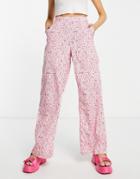 Vero Moda Wide Leg Pants In Pink Floral - Part Of A Set