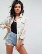 Asos Statement Jacket With Pearl Embellishment - White