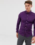 Asos Design Skinny Shirt In Berry-purple