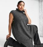 Only Curve Longline Roll Neck Knitted Tank Top In Gray-grey