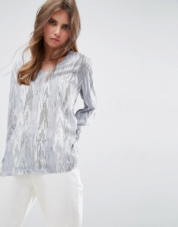B.young Zigzag Printed Blouse - Navy