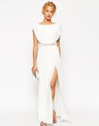 Asos Embellished Waist Maxi Dress - Navy