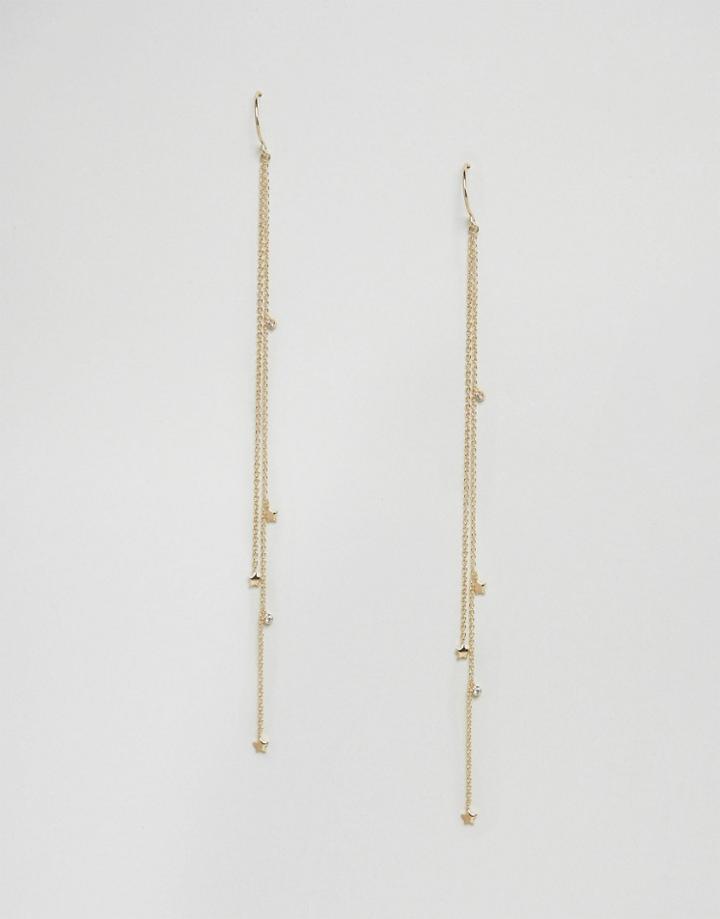 Orelia Star & Crystal Long Drape Earrings - Gold