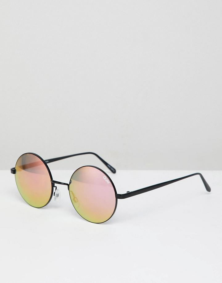 Quay Autralia Electric Dreams Round Lens Sunglasses - Black