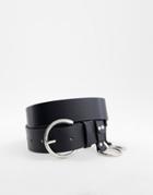 Glamorous Hip And Waist Belt With Silver Ring And Hardware-black