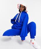 Asos Design Tracksuit Oversized Hoodie With Contrast Ties / Oversized Sweatpants In Royal Blue-blues