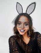 Aldo Halloween Bunny Ear Headband With Dot Veil - Black