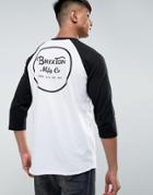 Brixton 3/4 Sleeve Raglan T-shirt With Back Logo - White
