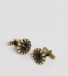 Reclaimed Vintage Inspired Red Jewel & Skull Charm Cufflinks In Gold Exclusive To Asos - Gold