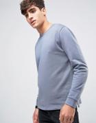 Asos Sweatshirt With Fixed Hem In Light Blue - Blue