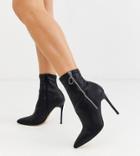 London Rebel Wide Fit Pointed Stiletto Heeled Boots In Black