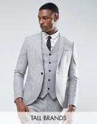 Noak Tall Skinny Suit Jacket In Fleck Donegal - Gray