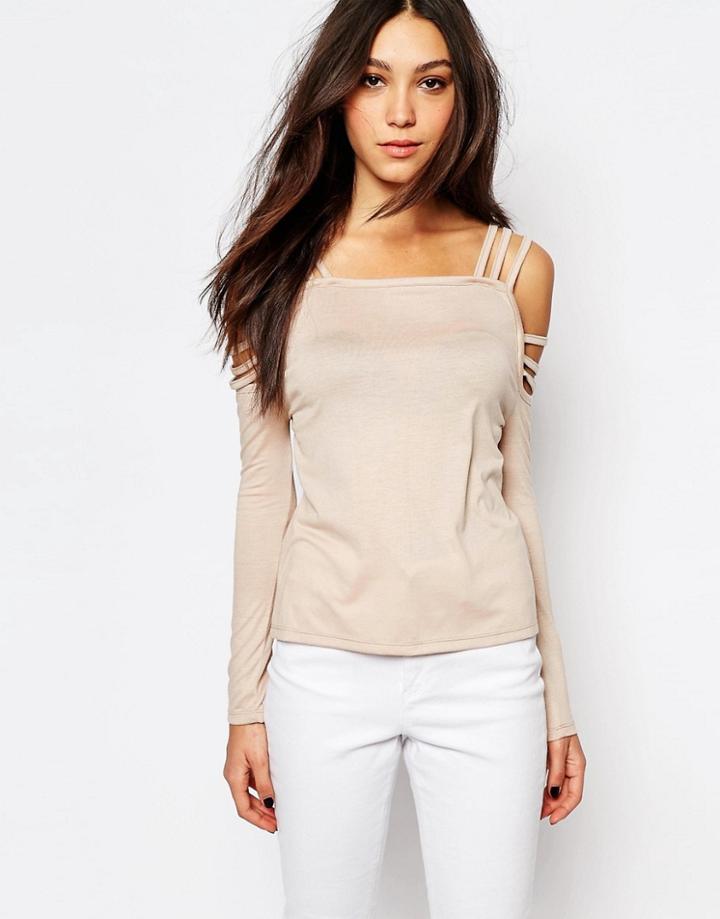 Daisy Street Cold Shoulder Strappy Top - Nude
