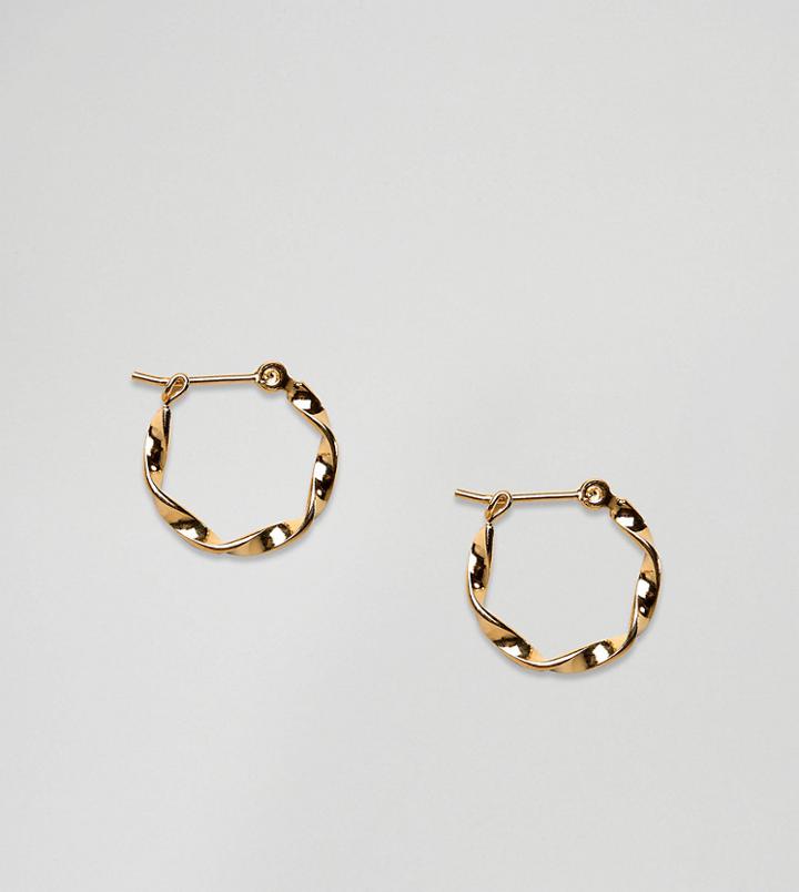 Asos Design Gold Plated Sterling Silver Thick Twist Hoop Earrings - Gold
