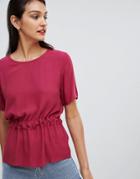 Selected Femme Gathered Waist Blouse - Red