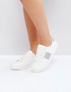New Look Embellished Panel Lace Up Trainer - White