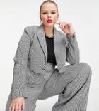 Extro & Vert Plus Boxy Cropped Blazer Dogtooth Check-black