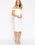 Asos Pencil Dress In Texture With Off Shoulder Tab Detail - Ivory $35.00