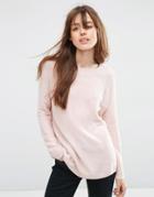 Asos Swing Sweater With Ripple Stitch Sleeve In Cashmere Mix - Cosmetic Nude