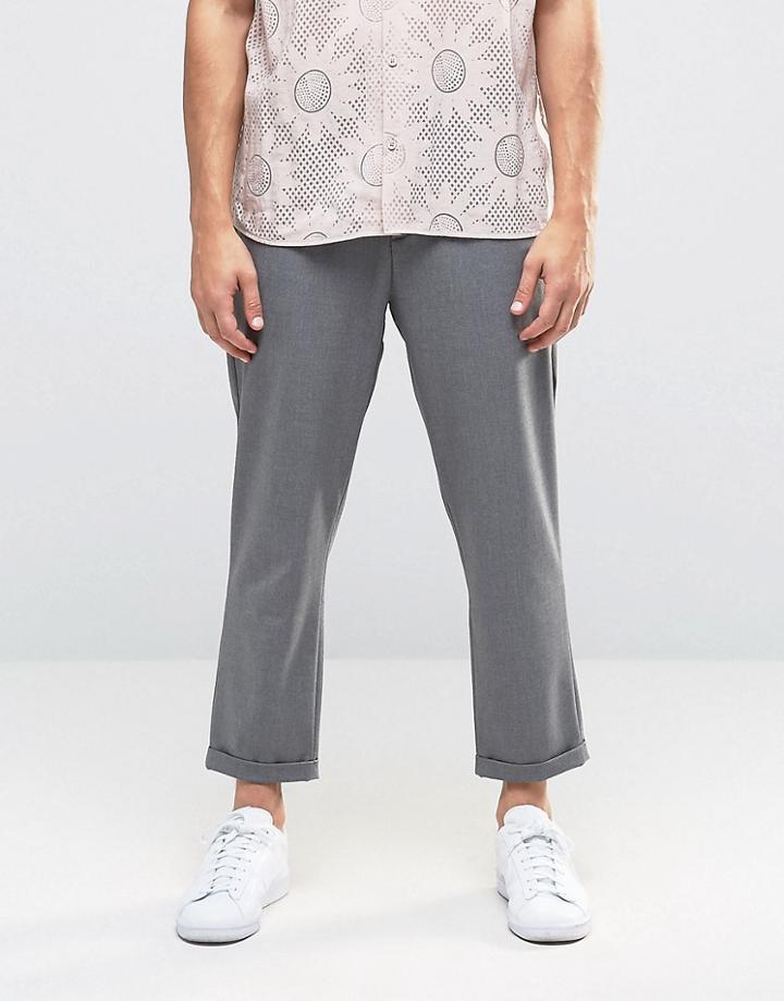 Asos Tapered Smart Trousers With Pleat In Charcoal - Gray
