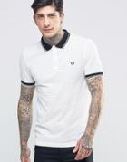 Fred Perry Polo Shirt With Polka Dot In Snow White In Slim Fit - White