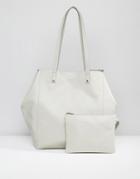 Asos Soft Shopper Bag With Removable Clutch - Gray