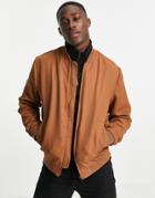 Topman Recycled Bomber Jacket In Rust-brown