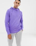 Jack & Jones Originals Hoodie With Cross Over Neck Detail - Purple