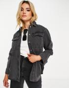 Whistles Masie Denim Overshirt Jacket In Washed Black