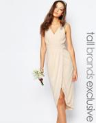 Tfnc Tall Wedding Wrap Embellished Midi Dress - Nude
