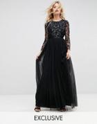 Needle & Thread Embellished Gown With Long Sleeves - Black