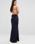 City Goddess Maxi Dress With Bow Detail And Exposed Back - Navy