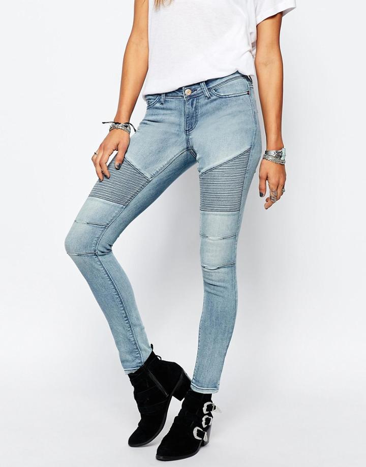Noisy May Eve Low-waist Biker Jean - Blue