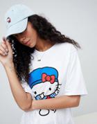 Hello Kitty X Asos Denim Cap With Dabbing Embroidery - Blue