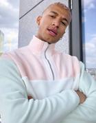 Asos Design Oversized Polar Fleece Half Zip Sweatshirt With Nylon Details-multi
