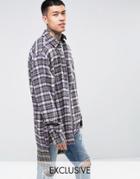 Reclaimed Vintage Oversized Flannel Shirt With Extended Hem - Purple