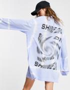 Weekday Cyrsanthe Organic Cotton Long Sleeve T-shirt Dress In Tie Dye-multi