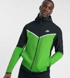 Nike Tall Tech Fleece Full Zip Color Block Hoodie In Green And Black