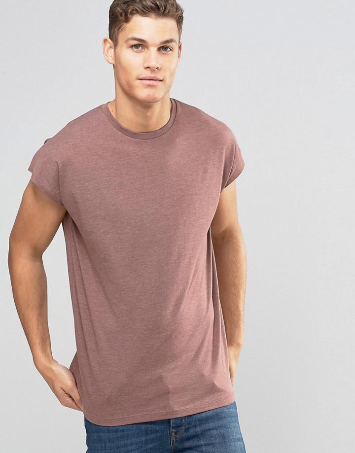 Asos Oversized Sleeveless T-shirt In Pink - Marron Marl