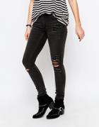 Cheap Monday Prime Skinny Jeans - Torn Black