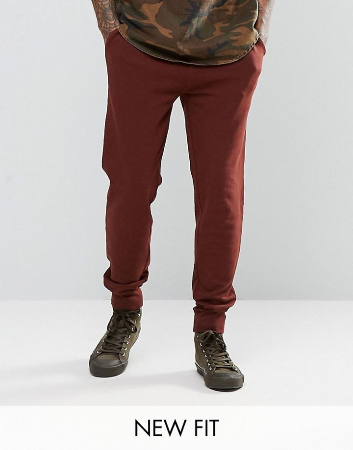 Asos Skinny Joggers In Dark Red - Red