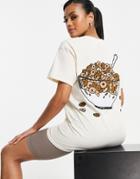 New Love Club Oversized T-shirt With Chocolate Cereal Graphic Back Print In Beige-neutral