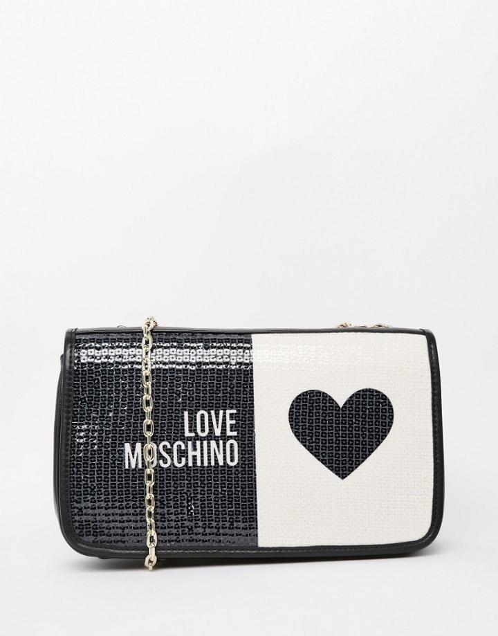 Love Moschino Logo Quilted Shoulder Bag - Black