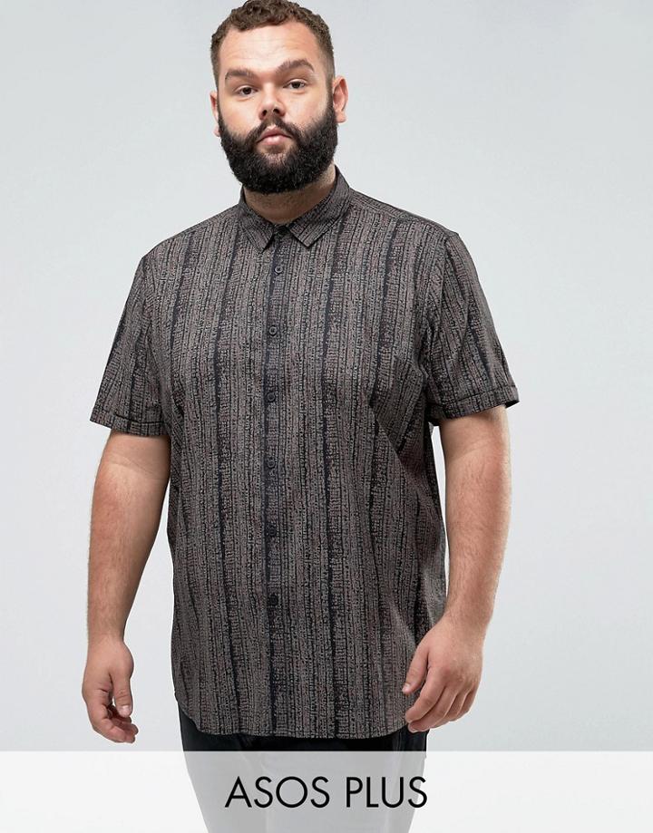 Asos Plus Regular Fit Vintage Print Shirt - Black