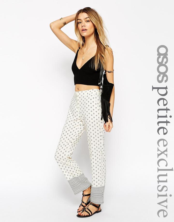 Asos Petite Pant In Border Tile Print - Multi