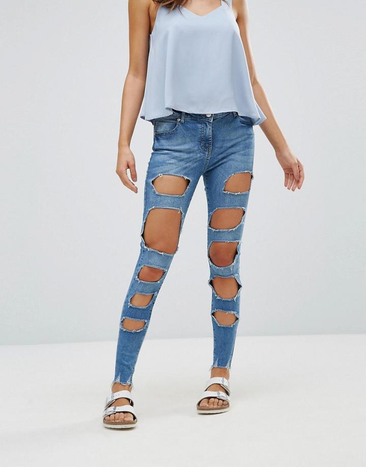 Parisian Extreme Rip Jeans - Blue