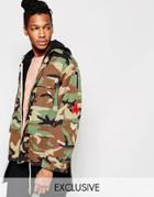Reclaimed Vintage Camo Bdu Jacket With Patches - Camo