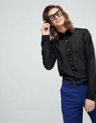 Asos Slim Fit Sheer Mesh Shirt In Black - Black