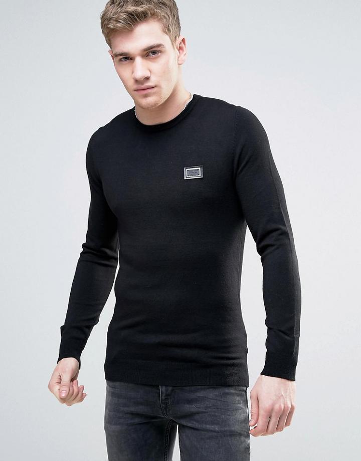 Born Rich Crew Neck Knitted Sweater - Black