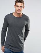 Esprit Longline Longsleeve T-shirt With Curved Hem - Gray